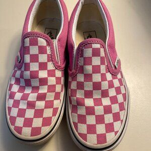 VANS Classic PInk/White Girls Checkerboard Slip-On Shoes-Kids Sz 13.5